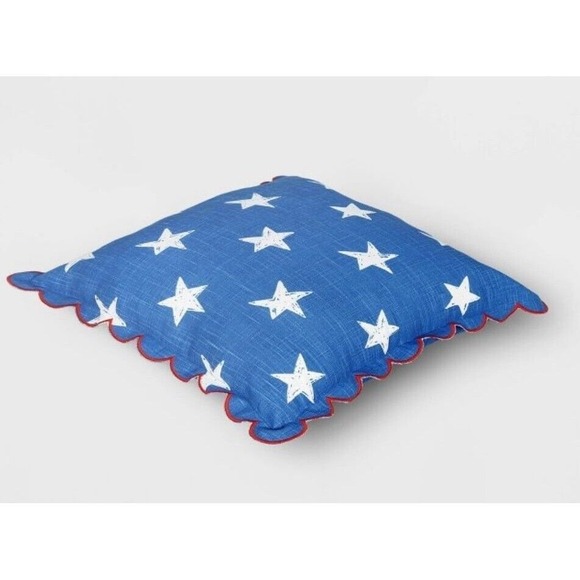 Scalloped Edge Printed Star Square Throw Pillow Blue White - Sun Squad - Picture 7 of 8